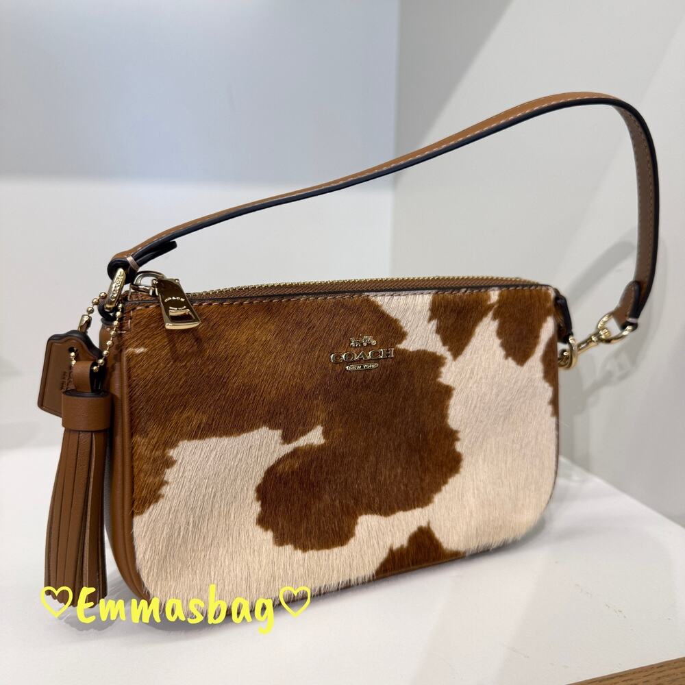 Coach Nolita 19 In Haircalf With Cow Print CDW34 cow printed haircalf/Gold/Cow